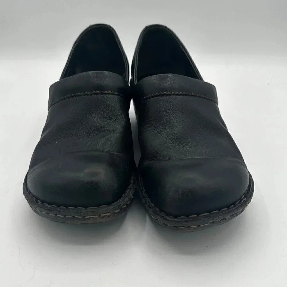 BORN B.O.C. BLACK LEATHER CLOGS, WOMEN'S SIZE 9 - Picture 2 of 13